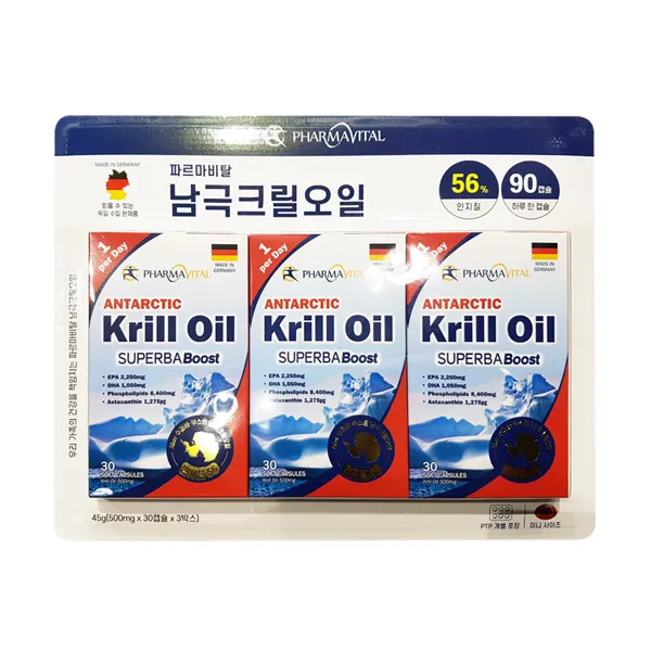 파르마비탈 남극크릴오일 90캡슐(500mg x30캡슐 x3입), 단일상품