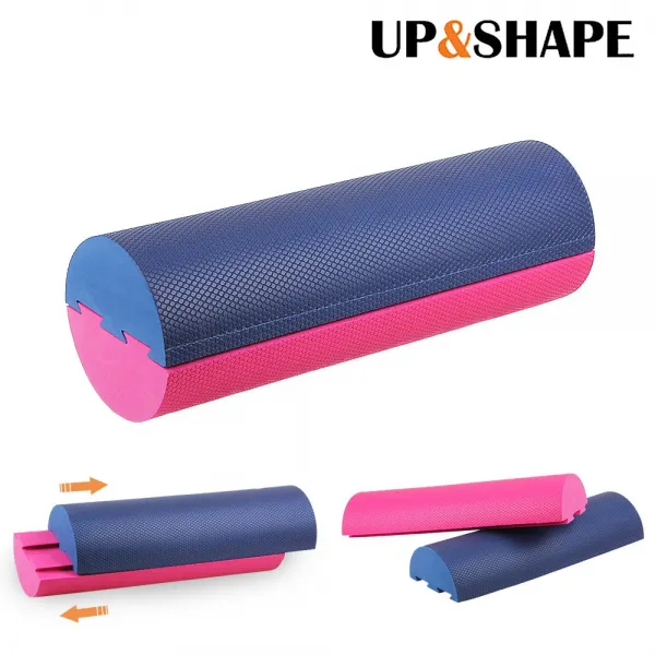 UP&SHAPE 업앤쉐이프 반원형 원형 트랜스 요가 마사지 운동 폼 롤러 45 cm, 블루핑크