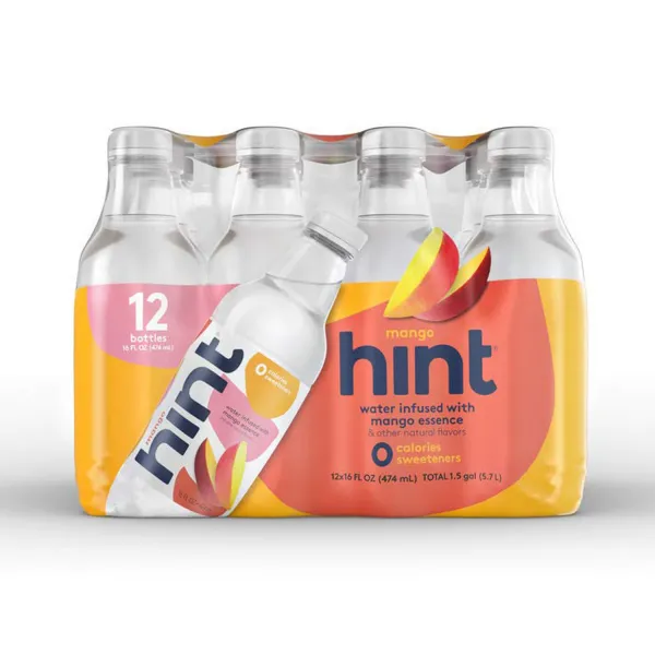 Hint Water Mango 힌트 워터 망고맛 16oz (474ml) 12팩, 1개