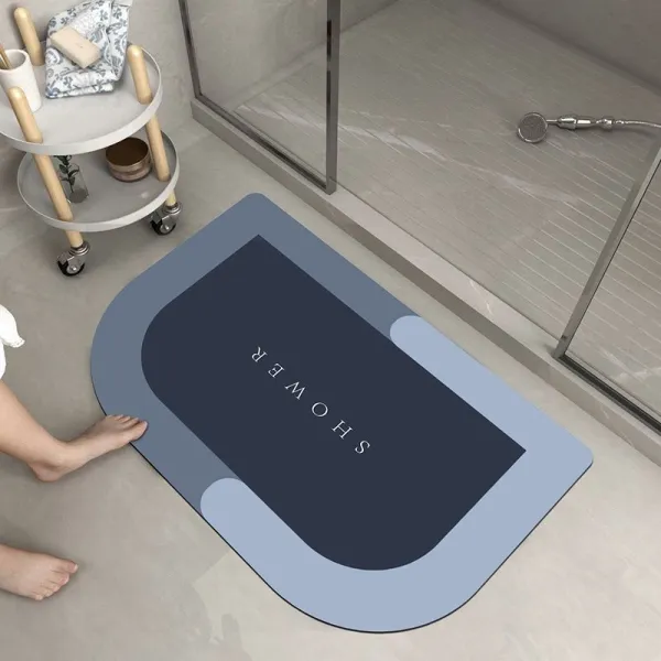ZZJJC 슬라럼 쿠션 화장실 물흡입매트 화장실 문 앞 미끄럼방지 발쿠션 속건식 손욕실 쿠셔터둥글다, 쇼어 다크 블루 - 큰 원각, 60*90CM(통상형)