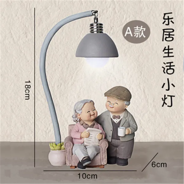 복고장식장 노인 할아버지 할머니 장식품 백년해로 술장 거실 집안용 부부 커플용품 결혼선물, T23-서로 사랑 독서 작은램프