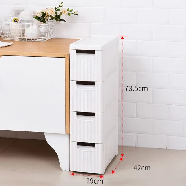 [해외 직송]뉴타임즈 틈새 슬림수납장 플라스틱 틈새 수납장 20cm 화장실 옆쪽 캐비닛 초슬림 봉입물 선반 서랍식 주방 틈새 수납장 XZ30 A8, 1개, 03 화이트4층