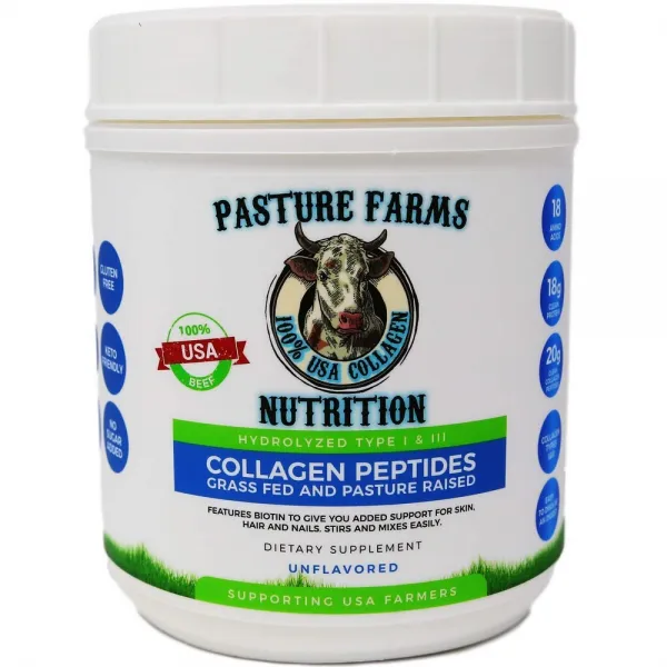 Pasture Farms Nutrition 가수 분해 콜라겐 파우더 융기 잔디 연준 무농약 유제품 프리 글루텐 프리 100% USA, 상세설명참조