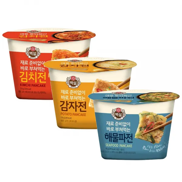 CJ 백설 컵전 해물파전+감자전+김치전 총3개 믹스요리 간단요리 간편요리 안주
