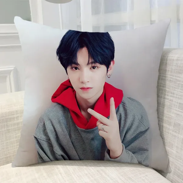 돌 연습생 저스틴 황명호 포옹 베개 주변 같은 소파 쿠션 자 사진 맞춤 생일 선물, 작은사이즈 40x40cm부드럽다 아기