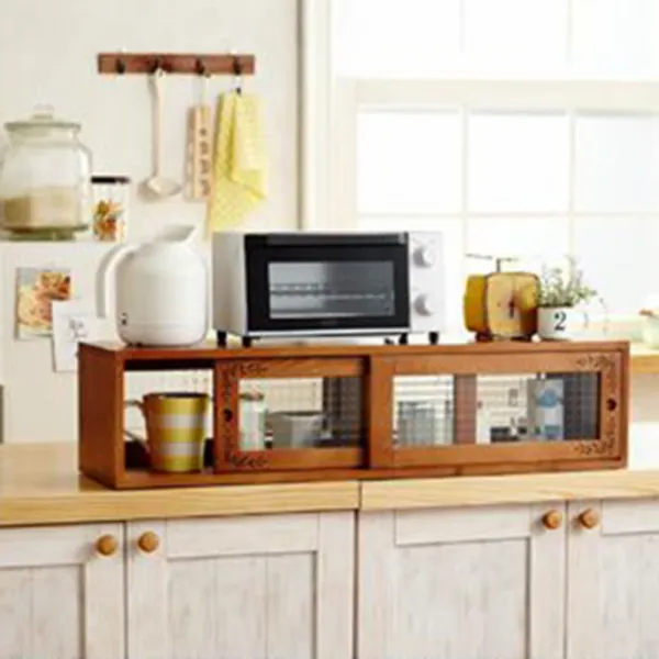 고전풍 레트로 엔티크 미닫이 찻장 수납함 C.오버사이즈 브라운