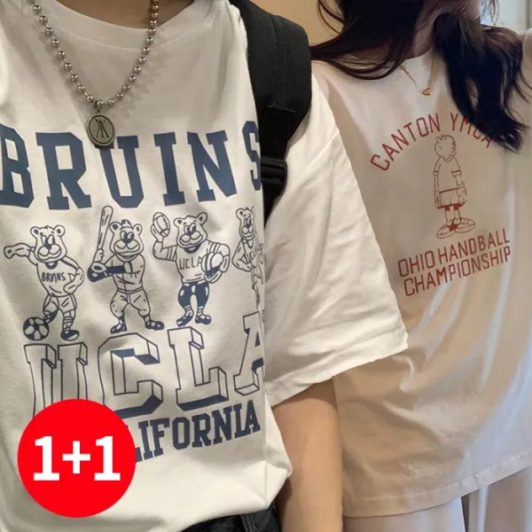 주디앤 [1+1] 플레이볼 여성 반팔 티셔츠