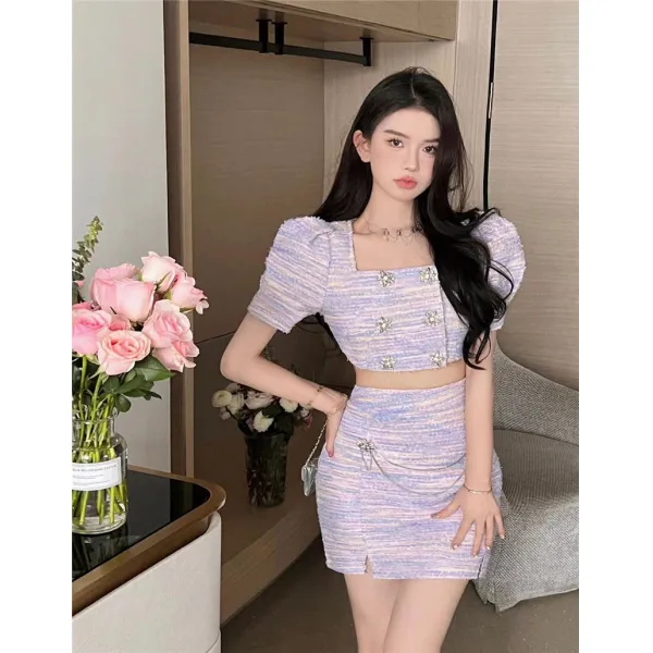 힙 랩 스커트 스윗 달콤하고 맵다 여동생의 순욕 치마세트 여성 여름 202 벌룬소매 상의 4970670204