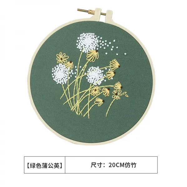 자수도안 수공예 diy수공 재료가방 수예품 초보자 제작 고풍 SUXIU리본, T07-민들레(재료가방+모조대나무 십자수틀)