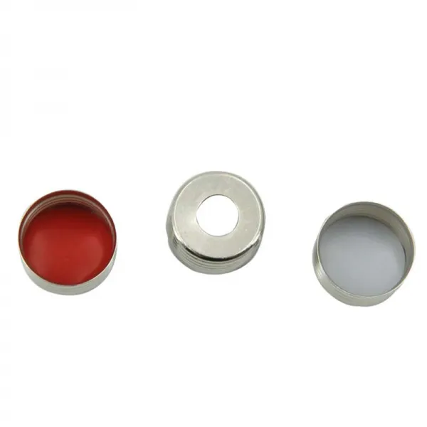 코어 실리콘밸리 18mm 나사 골 뱅 이 헤드 개스킷 정밀 나사 골 상단 시료 병마개 매트리스 자성 금속 나사 골 꼭지점 캡 M2179 남색 PTFE / 흰색 실리카겔 칸막이 1 팩 (100 개)