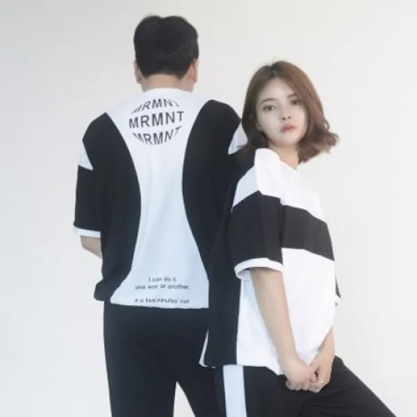 [텐바이텐] (UNISEX) MRMNT Block Short Sleeve T-shirt (BLACK)_(1410648)