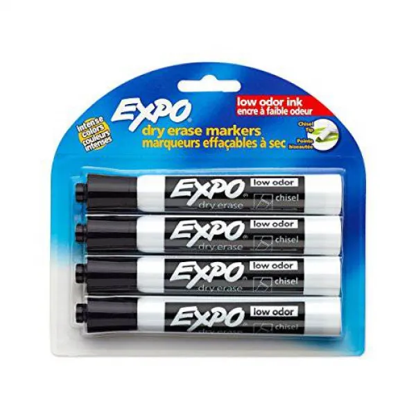 EXPO 80661 저취 건식 소거 마커 끌 팁 검은 색 4 카운트 EXPO 80661 Lo, 상세내용참조