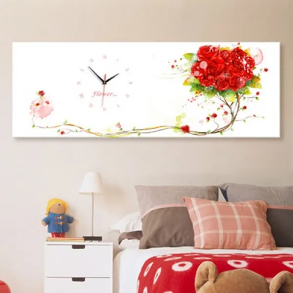 아트박스/꾸밈 Iw898 아름다운꽃과함께_레드_대형노프레임벽시계 1타입 할미꽃