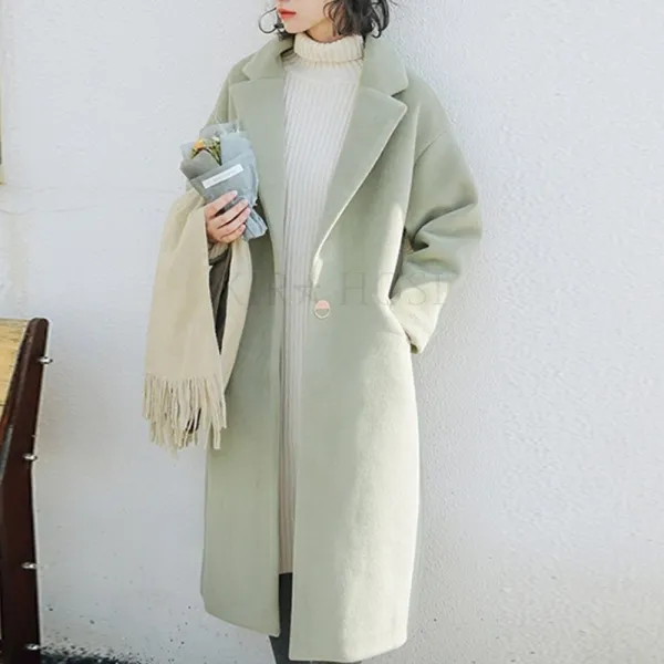 Kirahosi 롱코트 가을 겨울 여성 모직 캐시미어 롱코트 자켓 아우터 슬림핏 코트 110 369 Fa3go0n