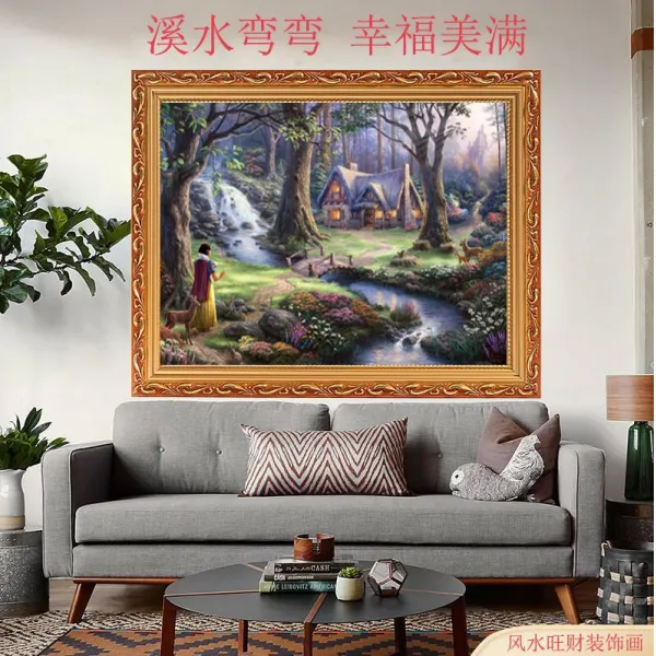 아트몰 인테리어거실그림 실내 유러피안 인테리림 있음 스트릿 유화그림 침실장식 그림을 걸다 틀이 잡히다 벽화, 샴페인개울물후미지다행복원만함이미추가원목유화액자