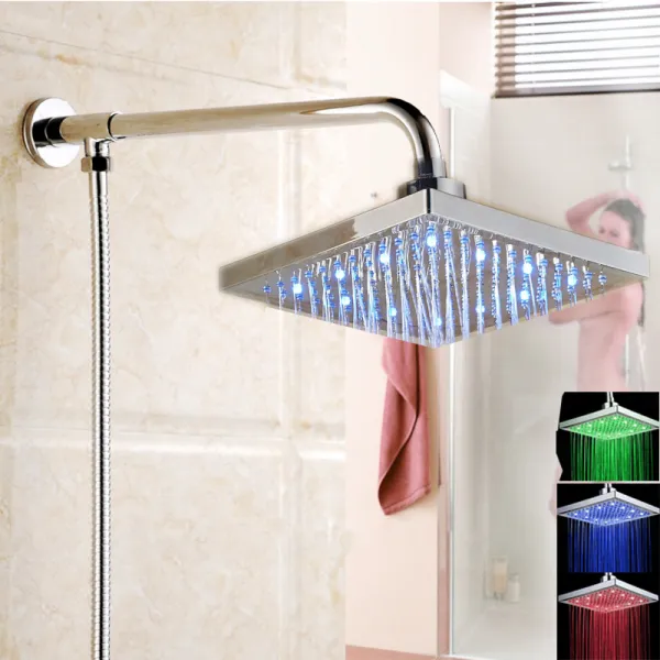 Led 색상 변경 8 강우량 샤워 헤드 욕실 상단 샤워 헤드황동 샤워 팔59 스테인레스 스틸 호스, shower hose
