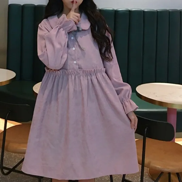 kirahosi 트렌디 코듀로이 원피스 긴소매 추동 코디 161호+덧신증정 Angfs7e