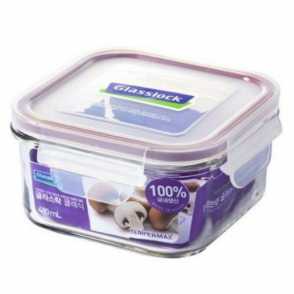 글라스락 퍼플 에디션 정사각 밀폐용기 490ml 2개