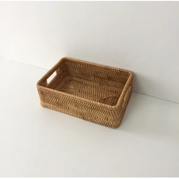 수납용바구니 베트남 수공예로짠 라탄 실내 수납박스 테이블위 티테이블 잡물 정리 간식 과일, T08-말을 꺼내다 30*20*9