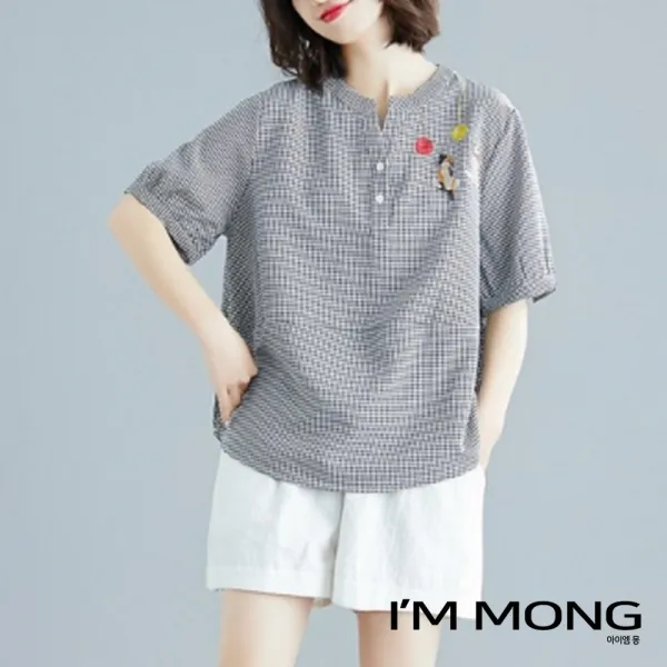 아이엠몽 여성 빅사이즈 블라우스 오버핏 루즈핏 박시핏 티셔츠 넉넉한 사과처럼빨간