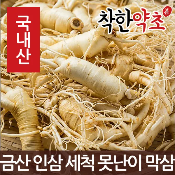 착한약초 금산 인삼 50종 수삼 삼계용 인삼주키트 선물세트, 1개, 1I9J_금산 인삼 세척 못난이 막삼 1kg