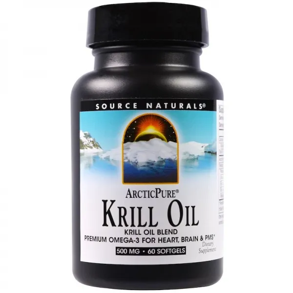 소스 네츄럴 Source Naturals ArcticPure 크릴 오일 500 mg 60 소프트젤, 60개, 1개