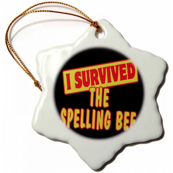 3dRose ORN_118388_1 나는 철자법 꿀벌 생존 자존심과 유머 디자인 눈송이 장식 도자기 3 인치 생존, 단일상품