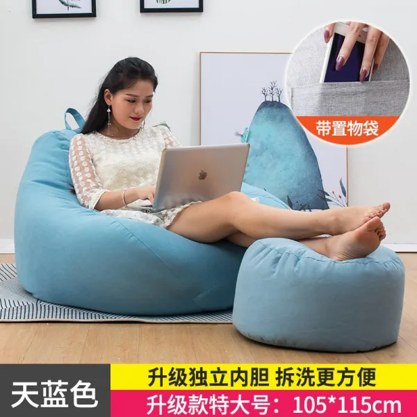 1인용쇼파 빈백쇼파 모찌쇼파 베란다 휴시의자 소형 쇼파 싱글 여학생 바닥 침실 귀여운 다다미, T18-(쿠션증정 * 스텝프)특대사이즈 하늘색(독립 내피)