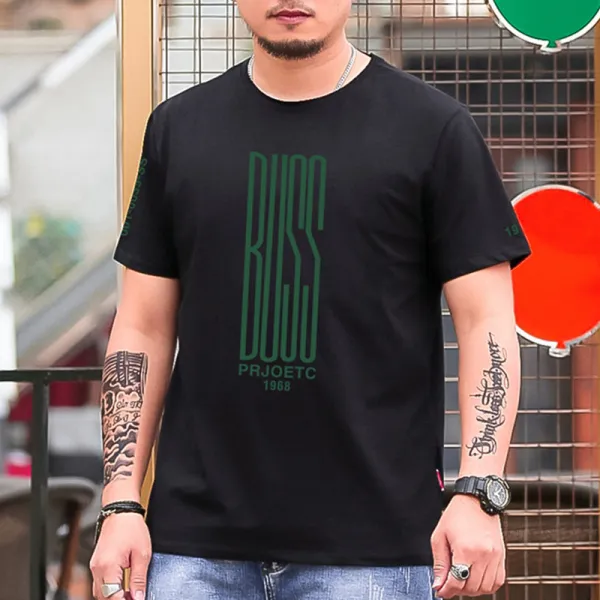길쭉한 영어스펠링 남성 반팔티셔츠