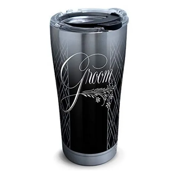 Tervis 1304398 투명하고 검은 색 해머 뚜껑이있는 특징적인 우아한 신랑 텀블러 20 스테인리스 스틸은, 티와이앤제이 30