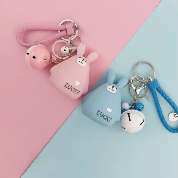 제이앤로미오닷컴 퍼터키퍼 소리나는 Lucky 긴 귀을 사로잡았다 래빗 웨빙스트랩 딩동벨 커플 가방 Bb 부르다 독창적 블루 토끼