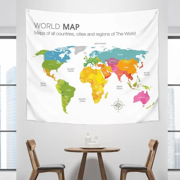 상상후 초대형 북유럽 패브릭포스터 가림막 가리개 150x130 25_세계지도_컬러맵