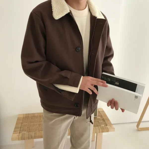 아르페 남자 가을 겨울 클래식 알밤 울 양털점퍼 2컬러