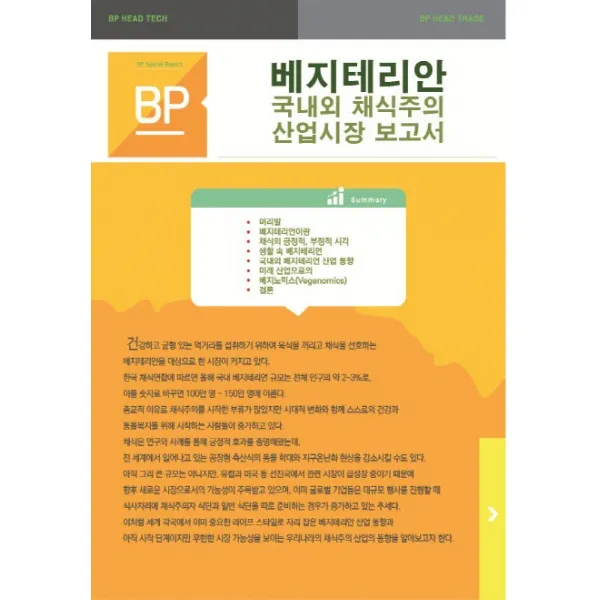 베지테리안 국내외 채식주의 산업시장 보고서, 비피기술거래