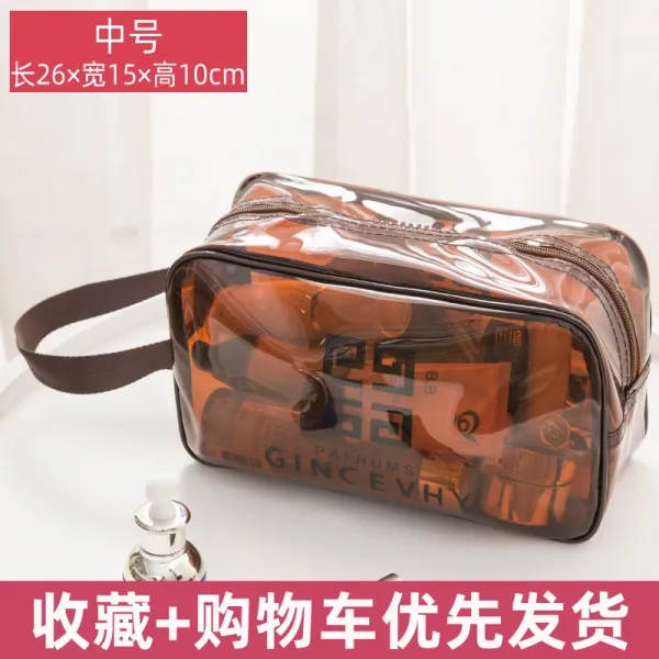 스누피아이패스파우치 넷레드 파우치 여성 휴대용 대용량 화장품 수납가방 인스풍 오버파이어 여행 방수, 커피- 중간 크기