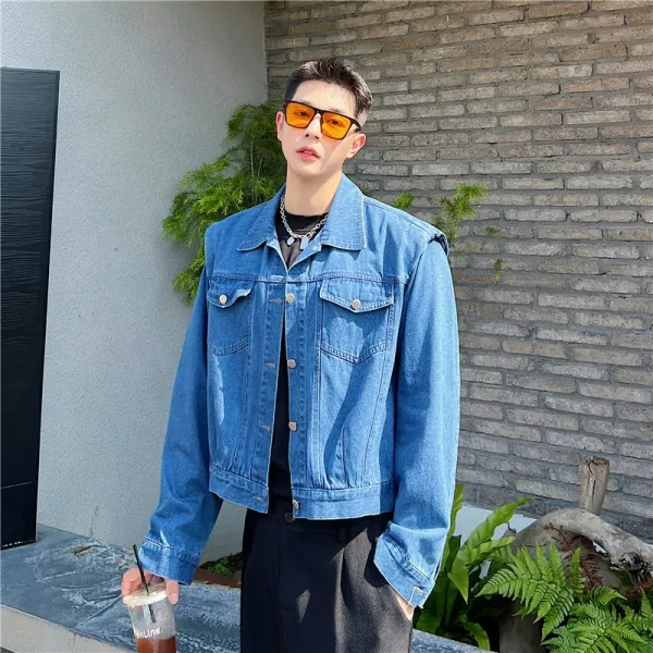 싱글코트패션 가을옷 트렌드 간지나는 개성 보이핏 볼륨 어깨 넓이 디자인 남성 숏청자켓 스타일리쉬 캐쥬얼 4969881545