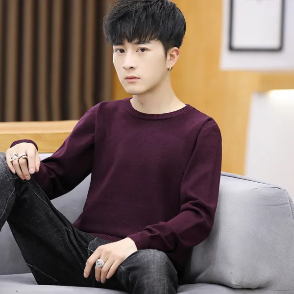 193market 라운드니트 주추금 물량이 넉넉함 겨울 가을 핫한 남성 라운드넥 스웨터 슬림 니트 트렌드 MY919P25