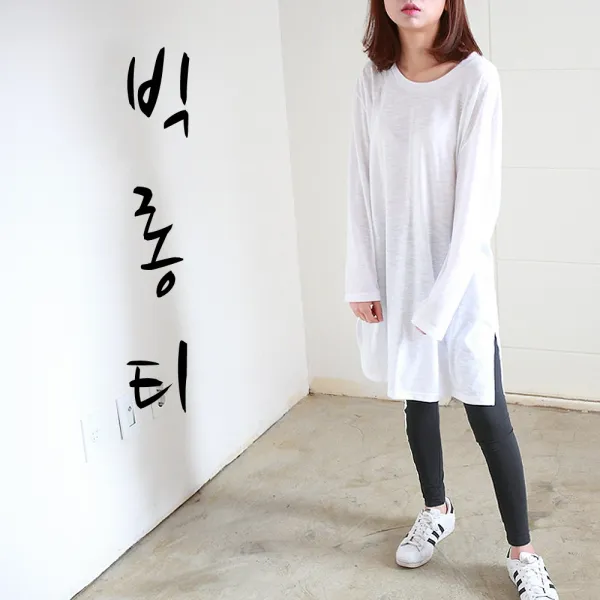 나날샵 요즘 딱 롱티)빅사이즈 롱티셔츠 롱원피스 긴소매티 간절기 가을롱티 가을원피스 운동복 레깅스 여성의류 여성원피스 티셔츠