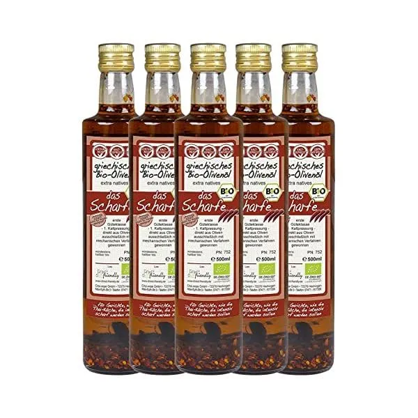 보르게스올리브유 유기농 칠리를 곁들인 직접적이고 친근한 올리브 오일(3 x 500ml)