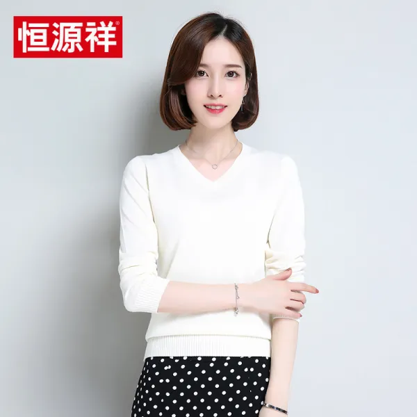 그린그린 헝가샹 풀오버 반하이 라운드 양털 울셔츠 여성 솔리드 무지 슬림