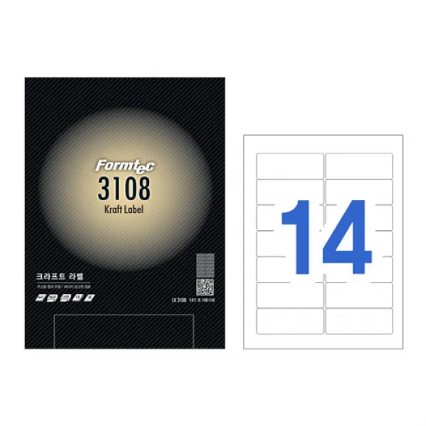폼텍 크라프트 라벨 Lk 3108/10매 레이저 Amp 잉크젯 겸용 스티커라벨지/견출지/A4라벨지/스티커용지/방수라벨지/폼텍/네임스티커/폼텍라벨지/프린트라벨지/투명라벨지 단일 1장당 칸 수