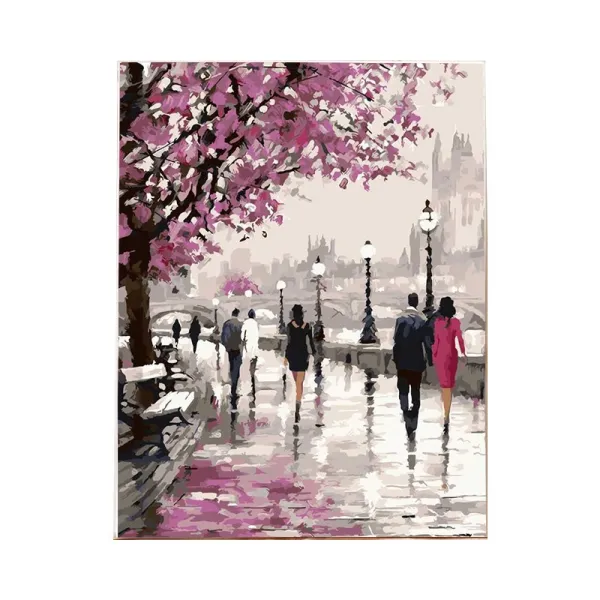 HY DIY 색을 메우다 유화 풍경 자기 그림 장식화 인물화 선물 홈스쿨링 미술놀이 AL 40*50cm+무료 배송 +사은품증정, 6374자색 경치