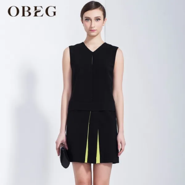[해외]여성상의 > 민소매탑 여성 상의 / 여성 탑OBEG / Ou Biqian 2016 summer new fashion women V-neck sleeveless dress Slim commuter OL stra