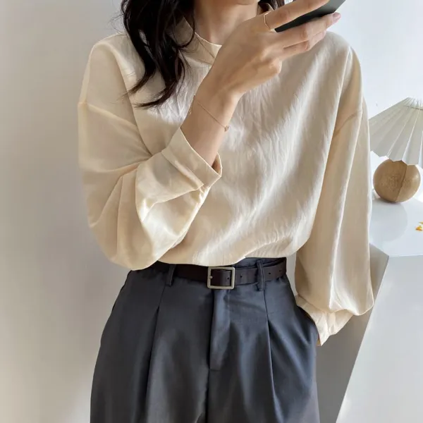 위파인더 섣달 그믐날 봄 순색 라운드 나그랑 블라우스 팡에 상의 여57도천