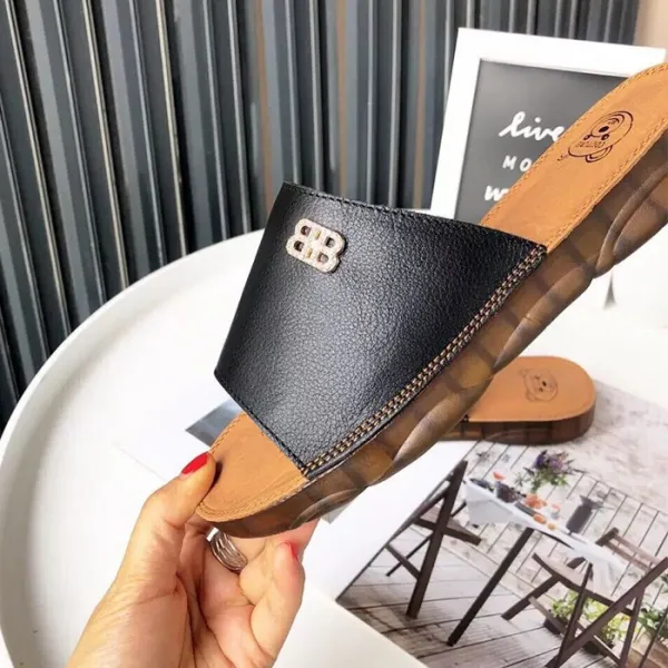블랙바바 여성 통급 가죽 샌달 슬리퍼a19061813