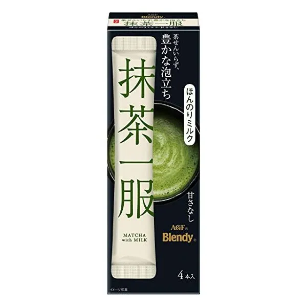 일본 말차 녹차 AGF 블렌디 한 모발 은은한 우유 4병x6박스【분말 말차】【단맛 없음】