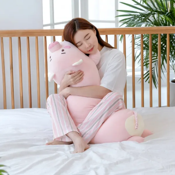 그린베어 항균100% 복 돼지인형 바디필로우 롱쿠션 100cm 안고자는베개 모찌쿠션, 핑크2개