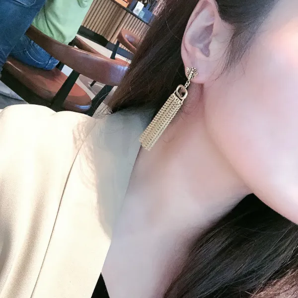ONAKY 한국 동대문 심플하다 복고 (하) 만들다 낡다 부지런하다 작은 벌 정교하다 수술 귀걸이 롱 체인 귀걸이