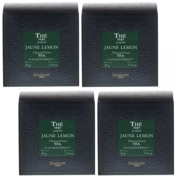 Dammann JAUNE LEMON 다만프레르 옐로우 레몬 그린티 25티백 4팩 (총 100크리스탈티백), 4팩