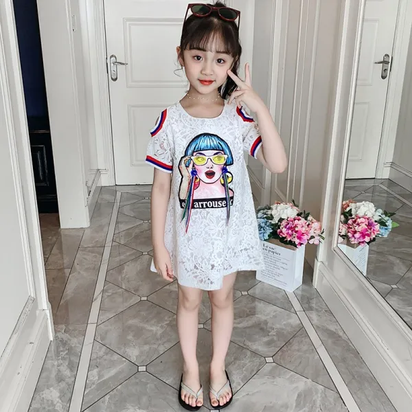 패션 걸 반팔 원피스달콤한 여름의 편안한 트렌드여러 가지로 어울리다
